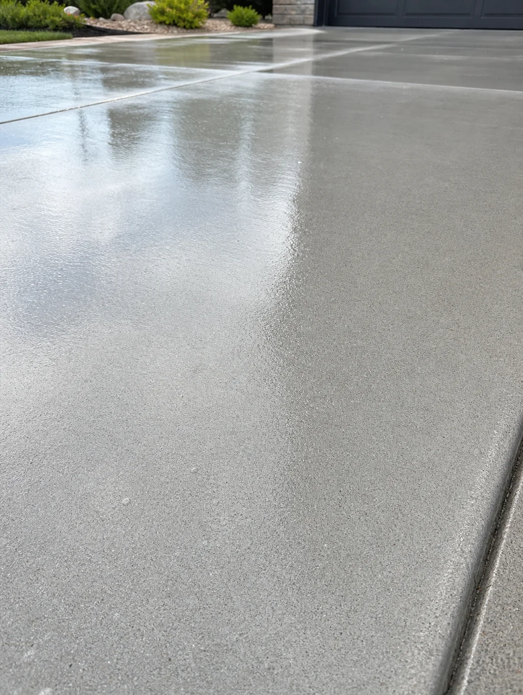 Cleaned concrete driveway