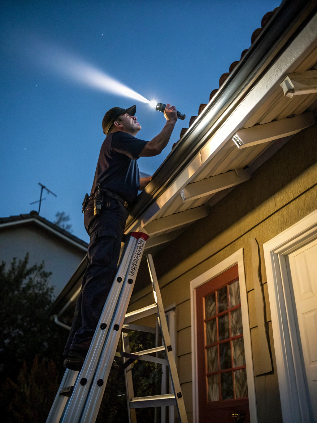 Checking gutter downspout flow