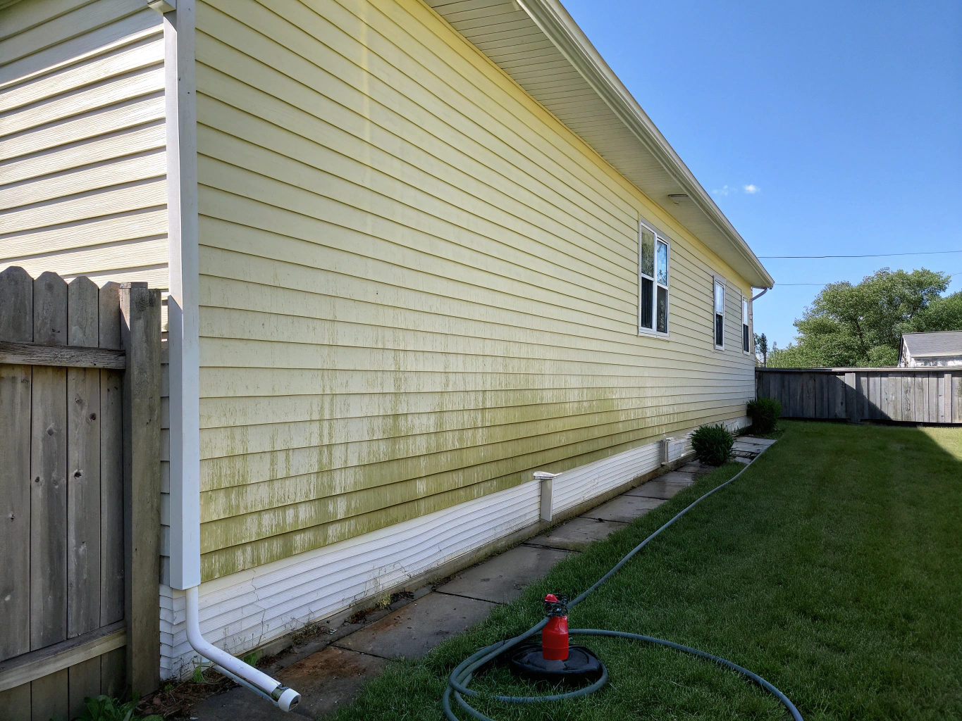 Detail of siding cleaned by J&M Exterior Services